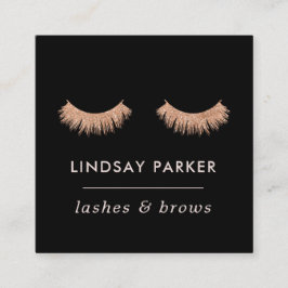 Eyelashes Makeup Rose Gold Business Card Quadratische Visitenkarte