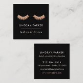 Eyelashes Makeup Rose Gold Business Card Quadratische Visitenkarte (Vorne/Hinten)
