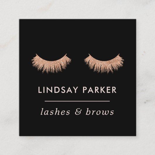 Eyelashes Makeup Rose Gold Business Card Quadratische Visitenkarte (Vorderseite)