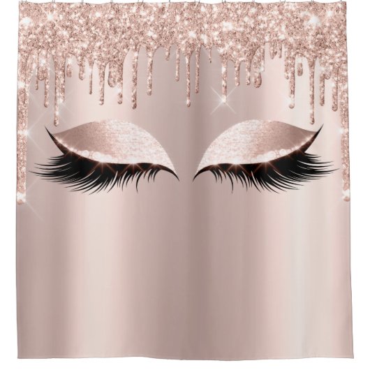 Eyelashes Makeup Spark Rose Girly Tropfens Duschvorhang (Vorderseite)