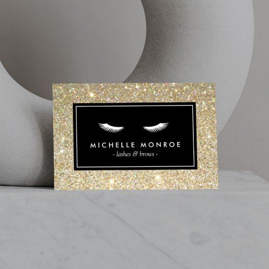 Eyelashes mit Gold Glitzer Business Card Visitenkarte
