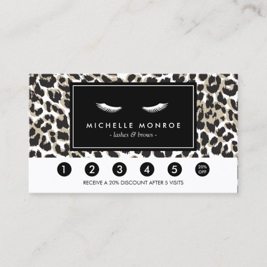 Eyelashes mit Leopard Print Loyalty Punch Card Treuekarte (Vorderseite)
