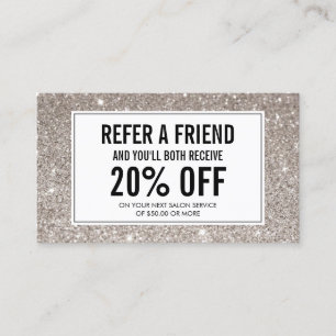 Eyelashes mit Silver Glitzer Salon Referenz Empfehlungskarte