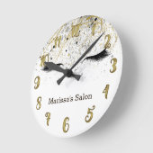 Eyelashes-Peitschen-Gold u. schwarzes bezauberndes Runde Wanduhr (Winkel)