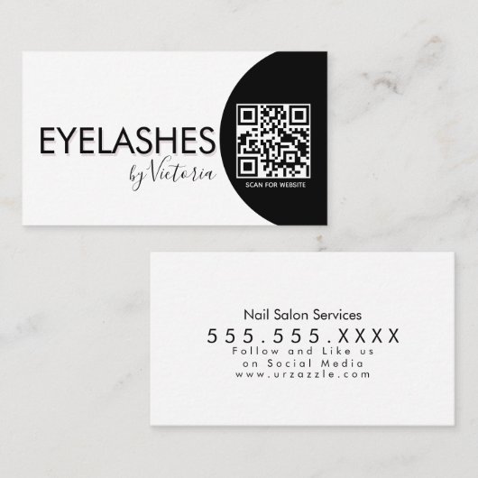 Eyelashes Salon Beauty Eyelashes QR Visitenkarte (Vorne/Hinten)