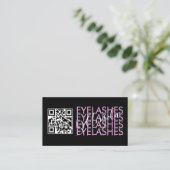 Eyelashes Salon QR Code Pink Black Script Visitenkarte (Stehend Vorderseite)