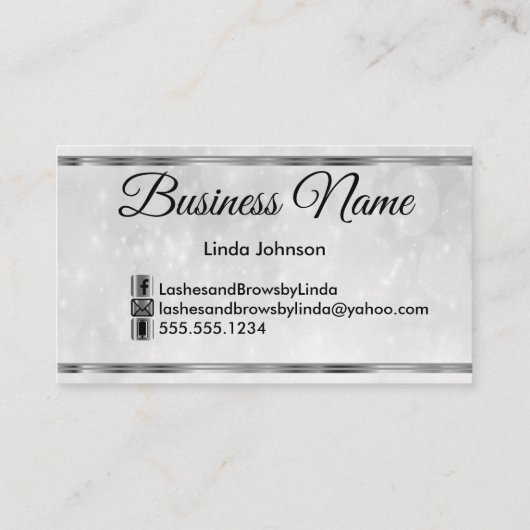 Eyelashes - Smokey Grey Glitzer Visitenkarte (Rückseite)