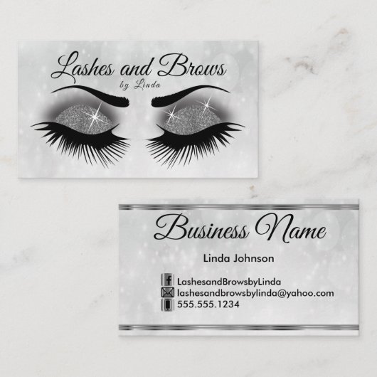 Eyelashes - Smokey Grey Glitzer Visitenkarte (Vorne/Hinten)