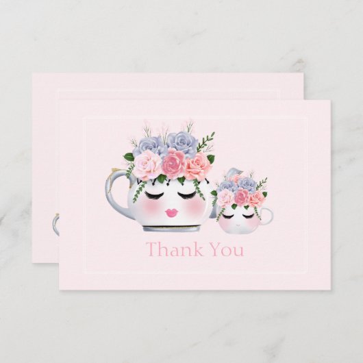 Eyelashes Teapot Mama Floral Baby Dusche Vielen Da Begleitkarte (Vorne/Hinten)