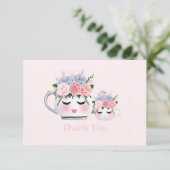Eyelashes Teapot Mama Floral Baby Dusche Vielen Da Begleitkarte (Stehend Vorderseite)