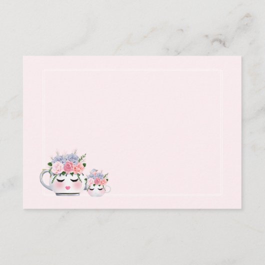 Eyelashes Teapot Mama Floral Baby Dusche Vielen Da Begleitkarte (Rückseite)