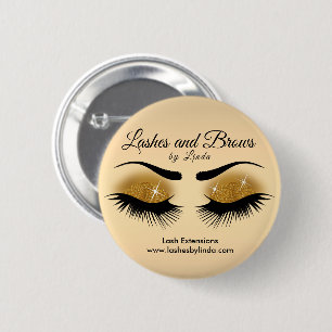 Eyelashes und Brauen - GoldGlitzer Button