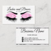 Eyelashes und Brauen - rosa Glitzer Visitenkarte (Vorne/Hinten)