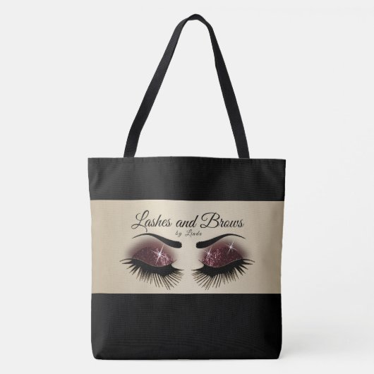 Eyelashes und Brows - Burgund Glitzer Tasche (Vorderseite)