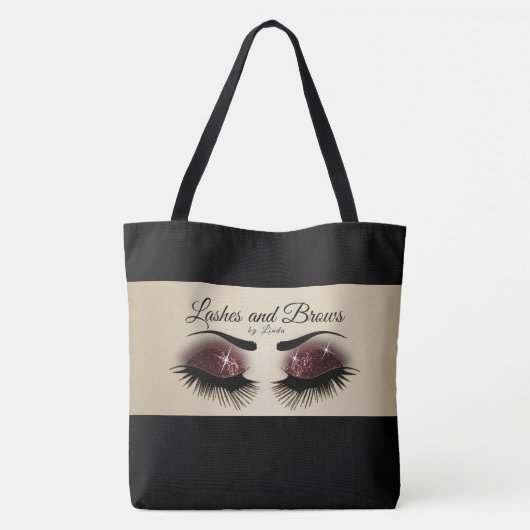 Eyelashes und Brows - Burgund Glitzer Tasche (Rückseite)