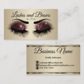 Eyelashes und Brows - Burgund Glitzer Visitenkarte (Vorne/Hinten)