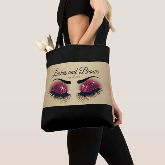 Eyelashes und Brows - Burgund Roter Glitzer Tasche (Von Nahem)
