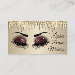 Eyelashes und Brows - Burgund und Gold Glitzer Visitenkarte