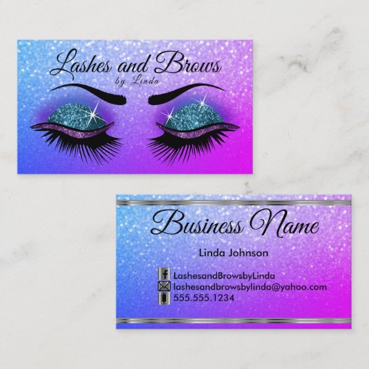 Eyelashes und Brows - Glitzer Business Ca Visitenkarte (Vorne/Hinten)