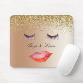 Eyelashes und Lippen Gold Glitzer Ombre Mousepad (Mit Mouse)