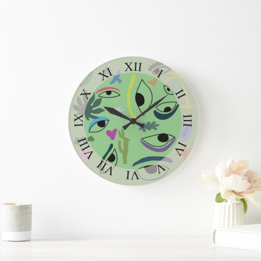 Eyes Abstrakt Art Pattern Große Wanduhr (Zuhause)