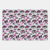 Eyes and Lashes Watercolor Florals Geschenkpapier Set (Vorderseite)