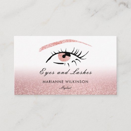 Eyes Brows Lashes Rose Gold Glitzer Visitenkarte (Vorderseite)