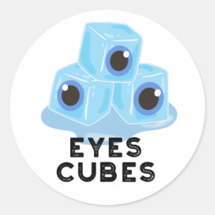 Eyes Cubes Funny Ice Pub Runder Aufkleber