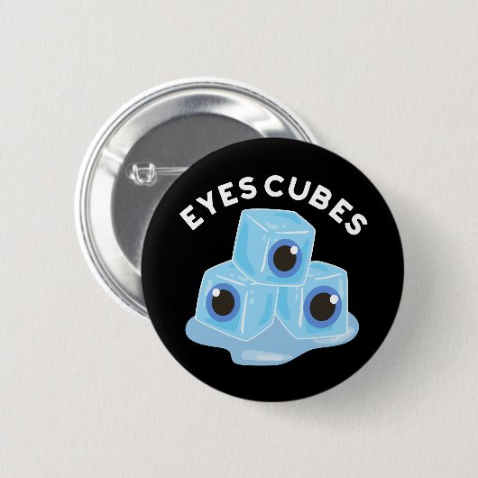 Eyes Cubes Funny Ice Pun Dark BG Button (Vorne & Hinten)