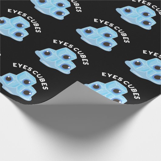Eyes Cubes Funny Ice Pun Dark BG Geschenkpapier (Ecke)