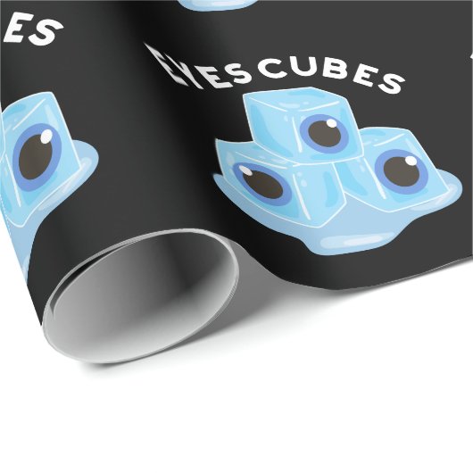 Eyes Cubes Funny Ice Pun Dark BG Geschenkpapier (Rolleneckpunkt)