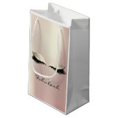 Eyes Lashe Minimal Elegante Name Monogram Rose Gol Kleine Geschenktüte (Rückseite Schrägansicht)