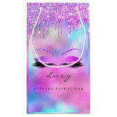 Eyes Lashes Makeup Bridal Name Glitzer Holograph Kleine Geschenktüte (Rückseite)