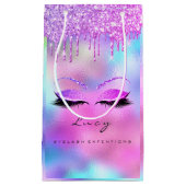 Eyes Lashes Makeup Bridal Name Glitzer Holograph Kleine Geschenktüte (Vorderseite)