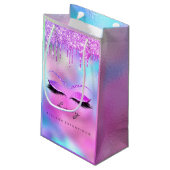 Eyes Lashes Makeup Bridal Name Glitzer Holographic Kleine Geschenktüte (Rückseite Schrägansicht)