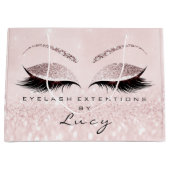 Eyes Lashes Makeup Bridal Name Glitzer Pink Pastel Große Geschenktüte (Vorderseite)