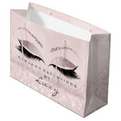 Eyes Lashes Makeup Bridal Name Glitzer Pink Pastel Große Geschenktüte (Vorderseite Schrägansicht)