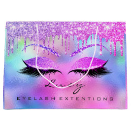 Eyes Lashes Makeup Bridal Name Glitzer Pink Tropfe Große Geschenktüte