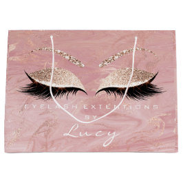 Eyes Lashes Makeup Bridal Name Glitzer Rosa Marmor Große Geschenktüte