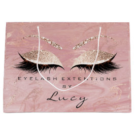 Eyes Lashes Makeup Bridal Name Glitzer Rosa Marmor Große Geschenktüte