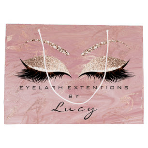 Eyes Lashes Makeup Bridal Name Glitzer Rosa Marmor Große Geschenktüte