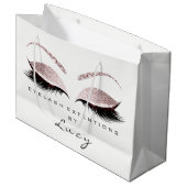 Eyes Lashes Makeup Bridal Name Glitzern Pink White Große Geschenktüte (Vorderseite Schrägansicht)