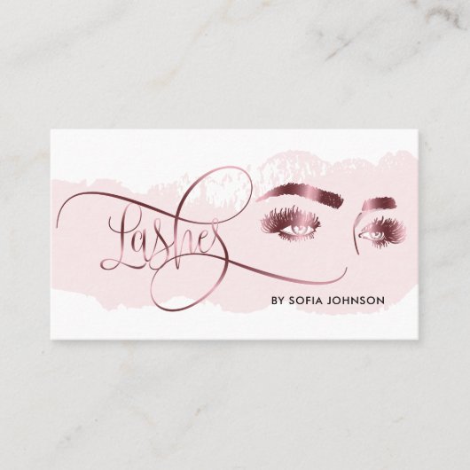 Eyes Lashes Makeup Eyebrow Rose Gold Microblading Visitenkarte (Vorderseite)