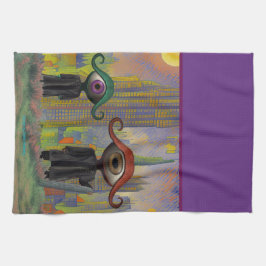 Eyes leaving the city on foot geschirrtuch