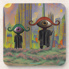 Eyes leaving the city on foot getränkeuntersetzer