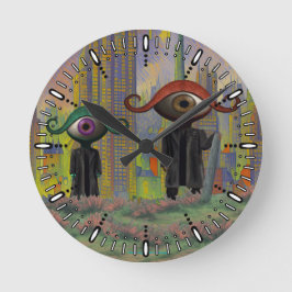 Eyes leaving the city on foot runde wanduhr