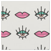 Eyes & Lips Kitschy Pattern Stoff (Nahaufnahme)