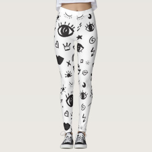 Eyes Motif: Trendy Vintages Muster Leggings