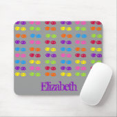 Eyes Neon Rainbow Monogram Name Pattern Mousepad (Mit Mouse)