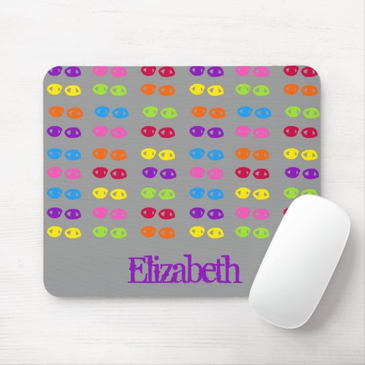 Eyes Neon Rainbow Monogram Name Pattern Mousepad (Mit Mouse)